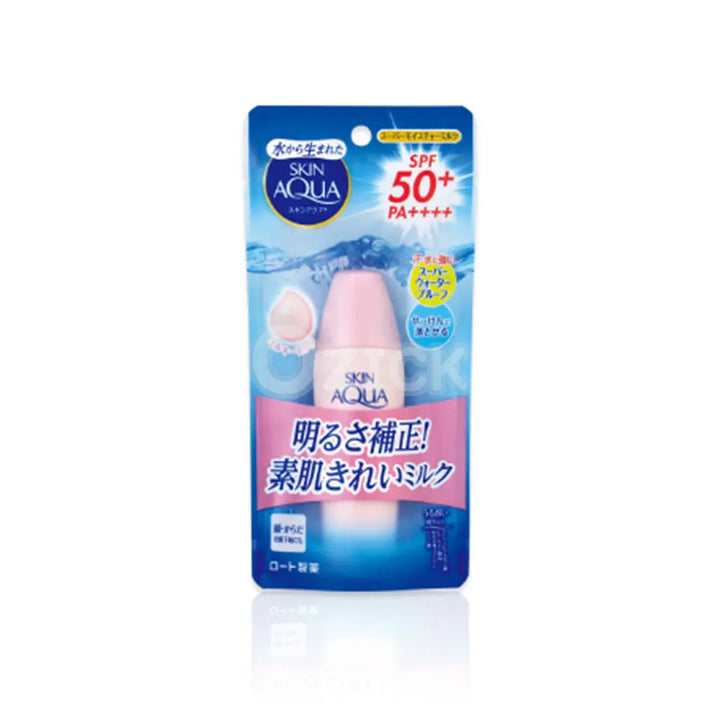 [ROHTO] 스킨 아쿠아 UV 슈퍼 모이스처 밀크 핑크 40ml - 모코몬 일본직구