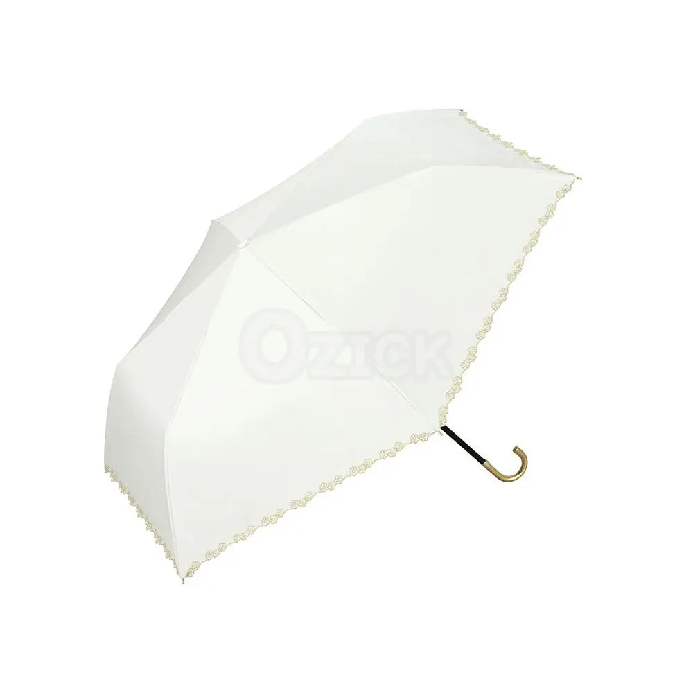 [WPC] 양산 접이식 우산 차광 플로럴 스캘럽 mini 화이트 - 모코몬 일본직구